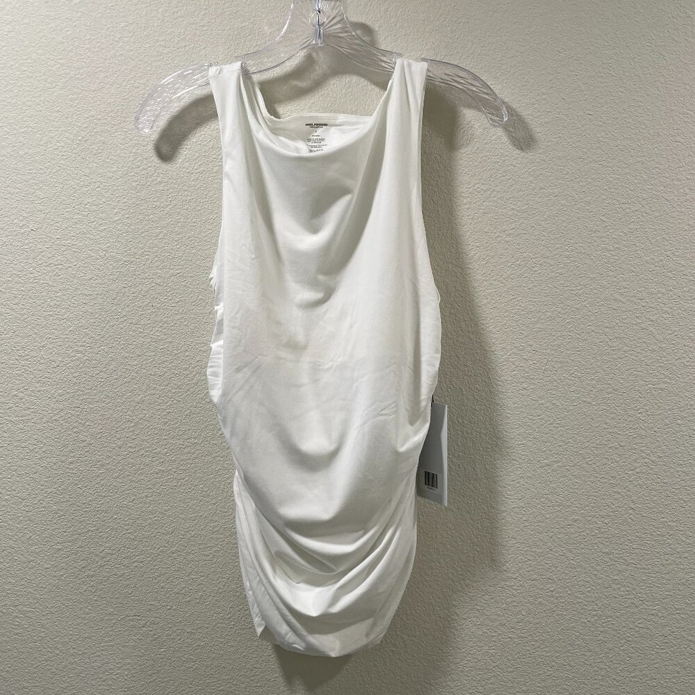 NWT GIRLFRIEND COLLECTIVE Sleeveless Ruched Sides Tank Tunic White Woman Size L